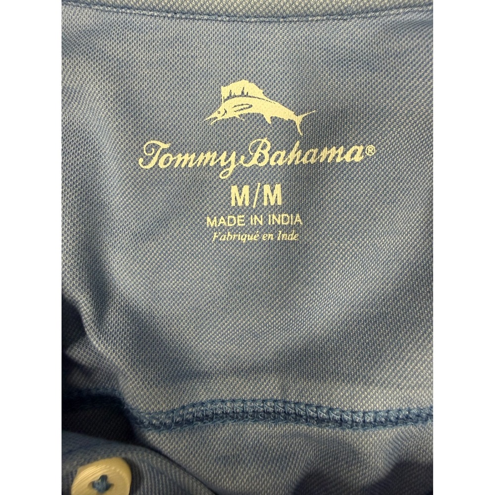 Tommy Bahama Mens Light Blue Short Sleeve Marlin Logo Pique Polo Shirt Medium